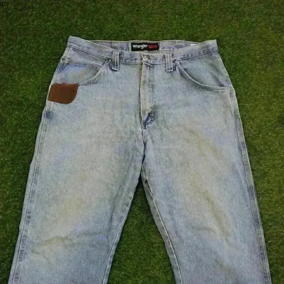 Wrangler Riggs Workwear Jeans Distressed Whiskered Blue Jeans Men's 36x30 4422 - Picture 3 of 11